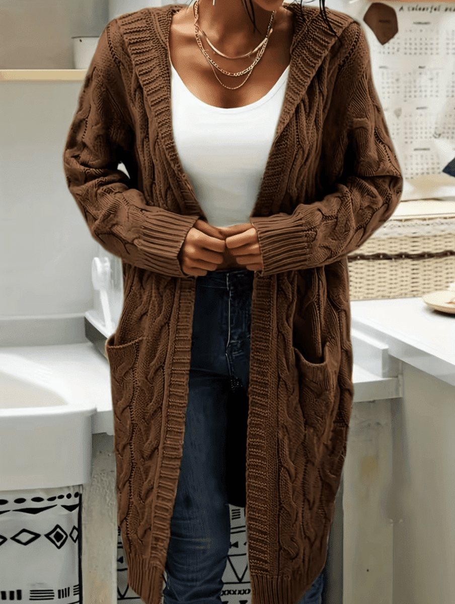 Sophia | Long Sleeve Cozy Hooded Cardigan