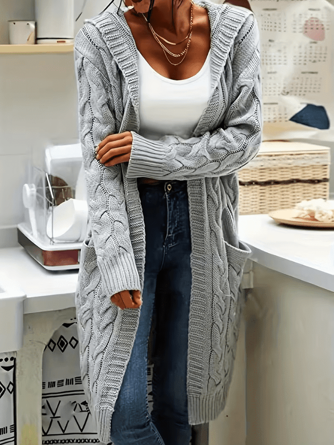 Sophia | Long Sleeve Cozy Hooded Cardigan