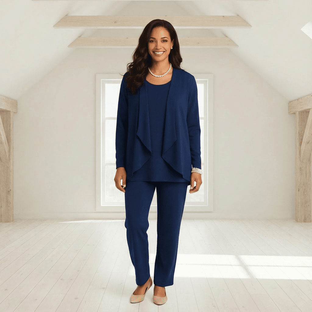 Sylan Cardigan, Knit Top & Cigarette Pants Set