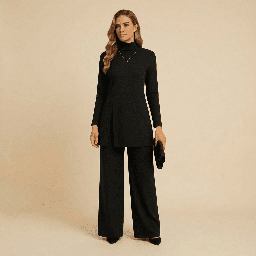 Telia Knit Top & Wide-Leg Pants Set