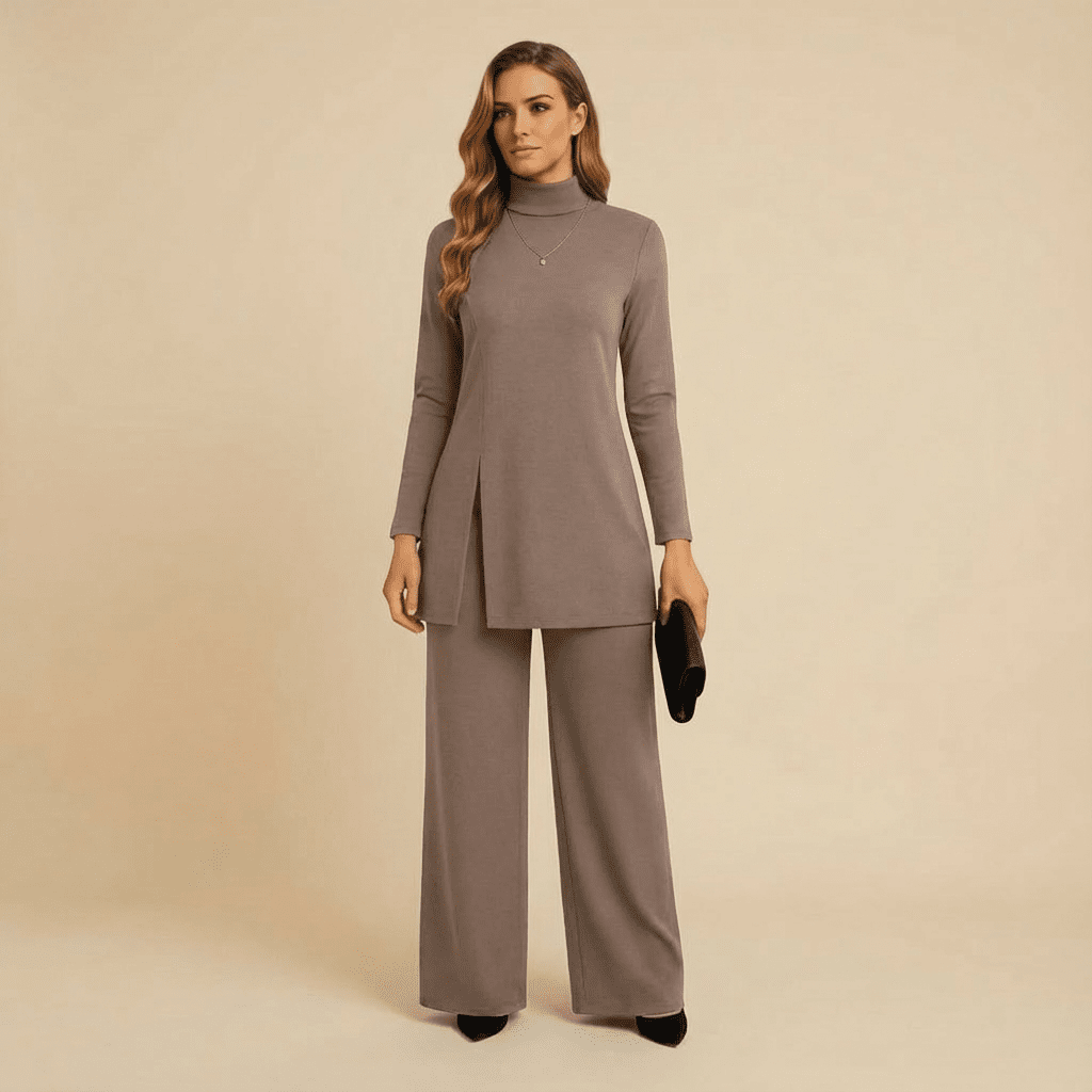 Telia Knit Top & Wide-Leg Pants Set